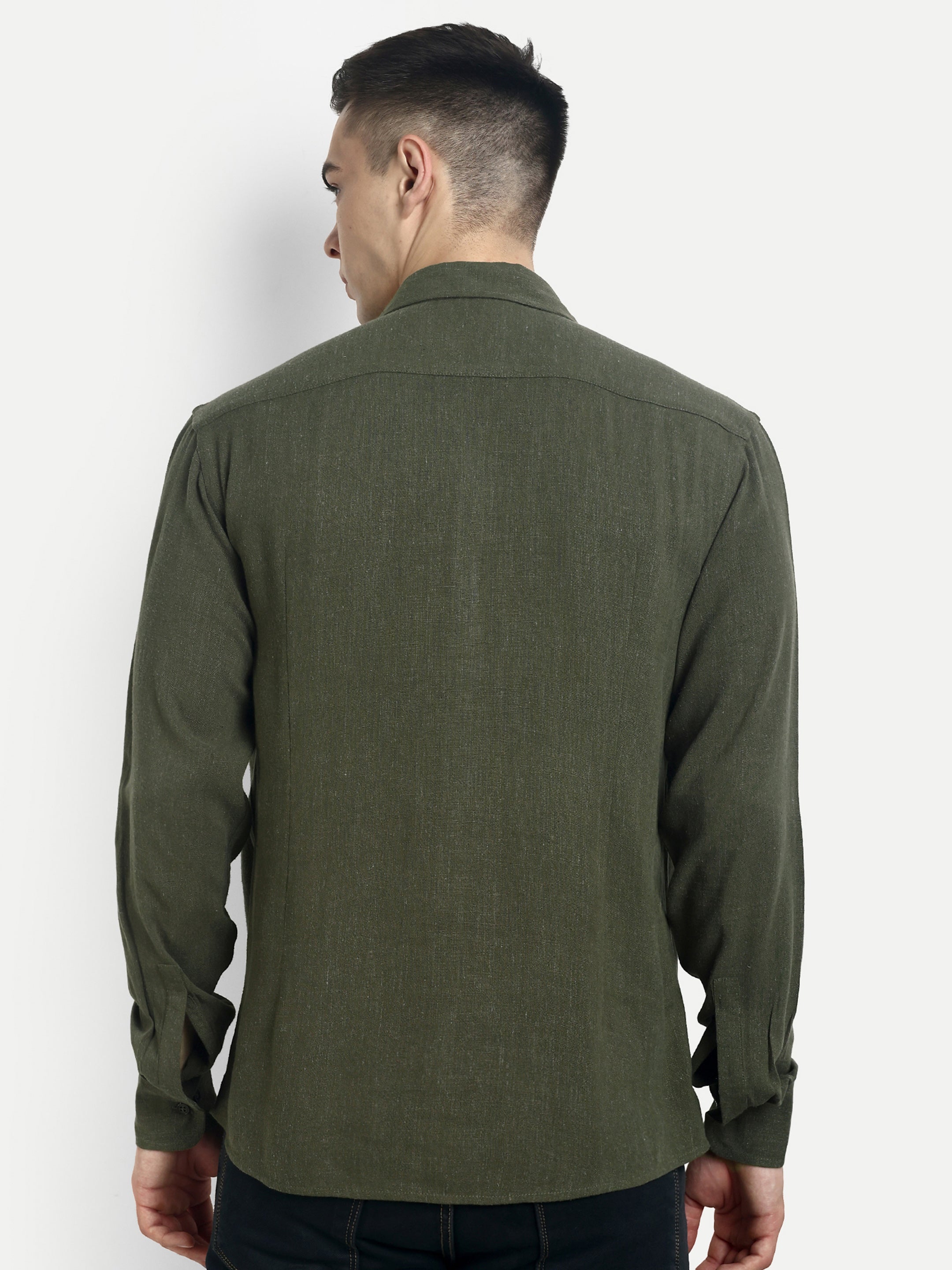 BUTTON-DOWN COLLAR SHIRT-OLIVE