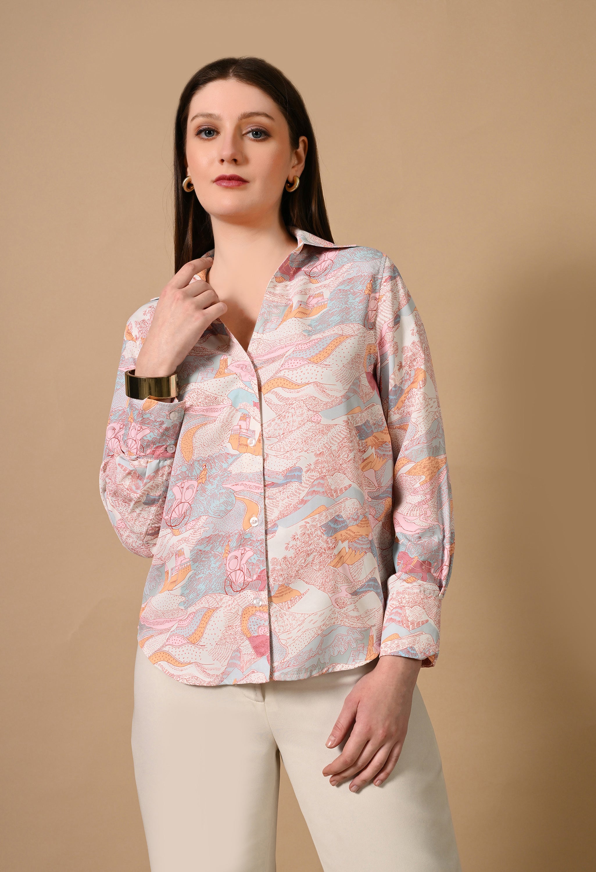 Printed cropped shirt