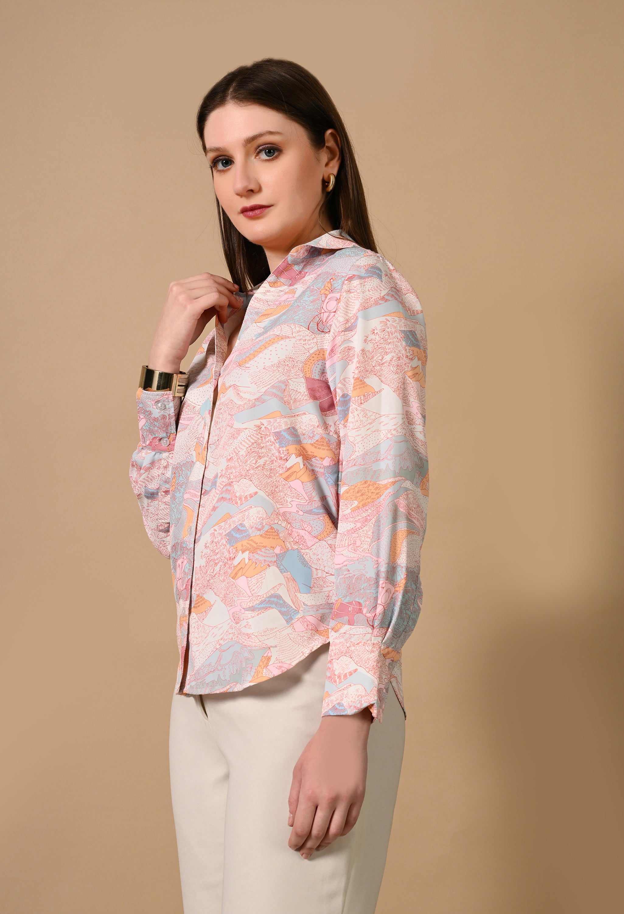 Printed cropped shirt