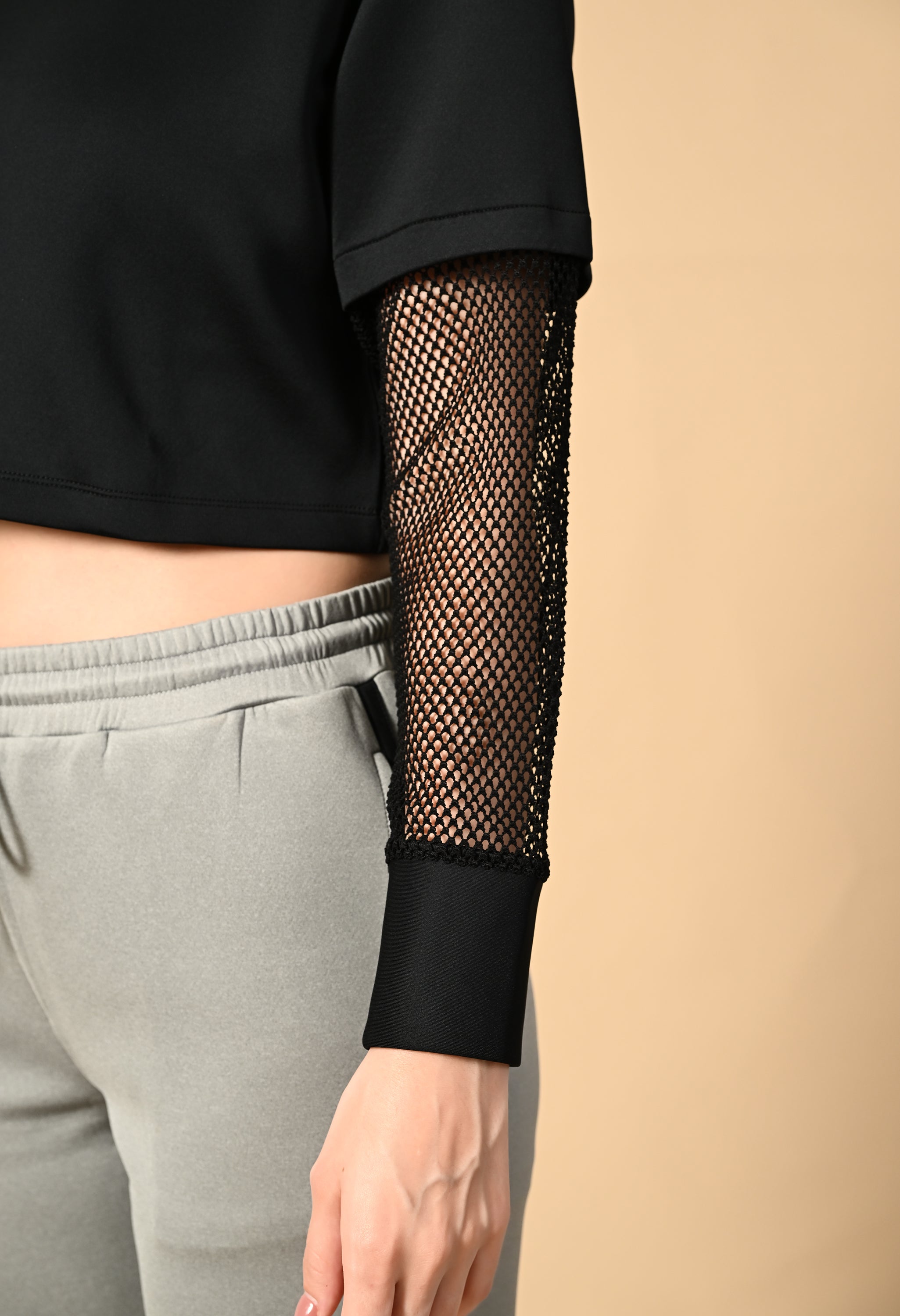 MESH DETAILED HOODIE