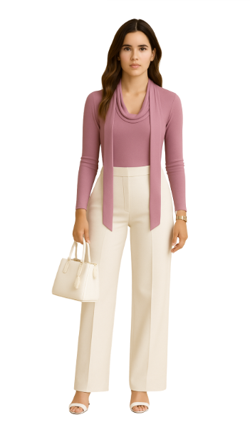 Lilac Cowl Scarf Neck Knit Top
