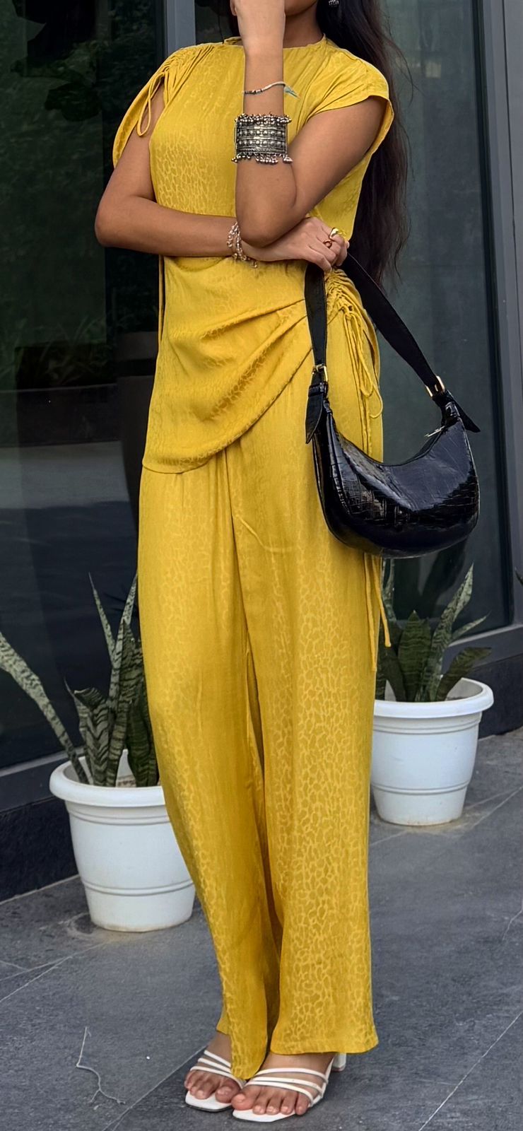 Yellow Satin Co-ord Set