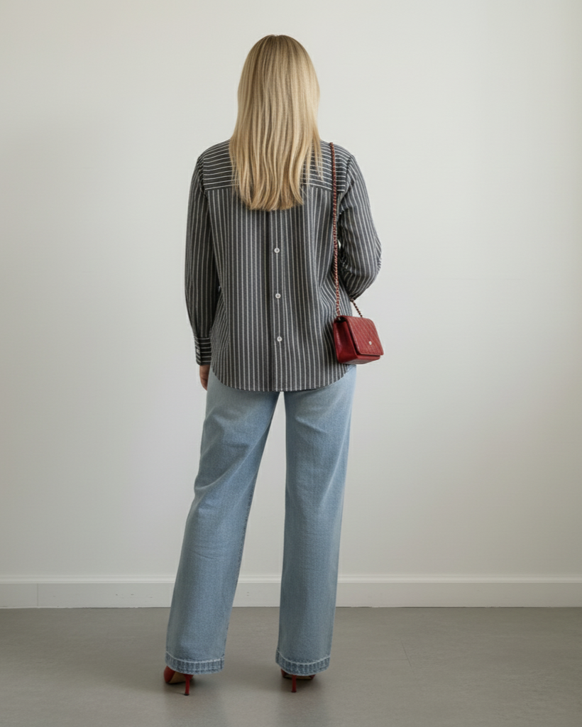 Oversized Open Back Button Shirt