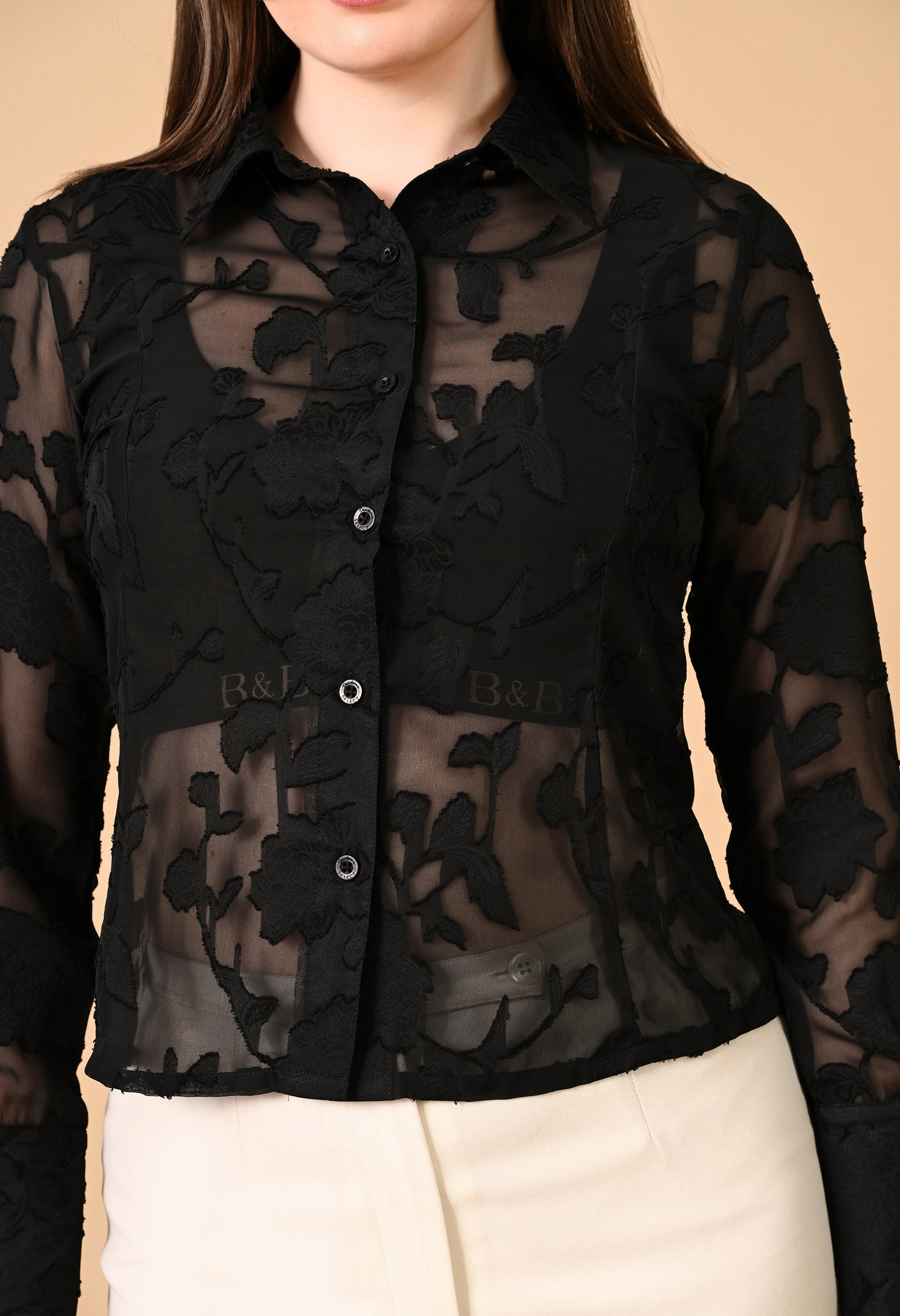 Jacquard Princess Seam Shirt