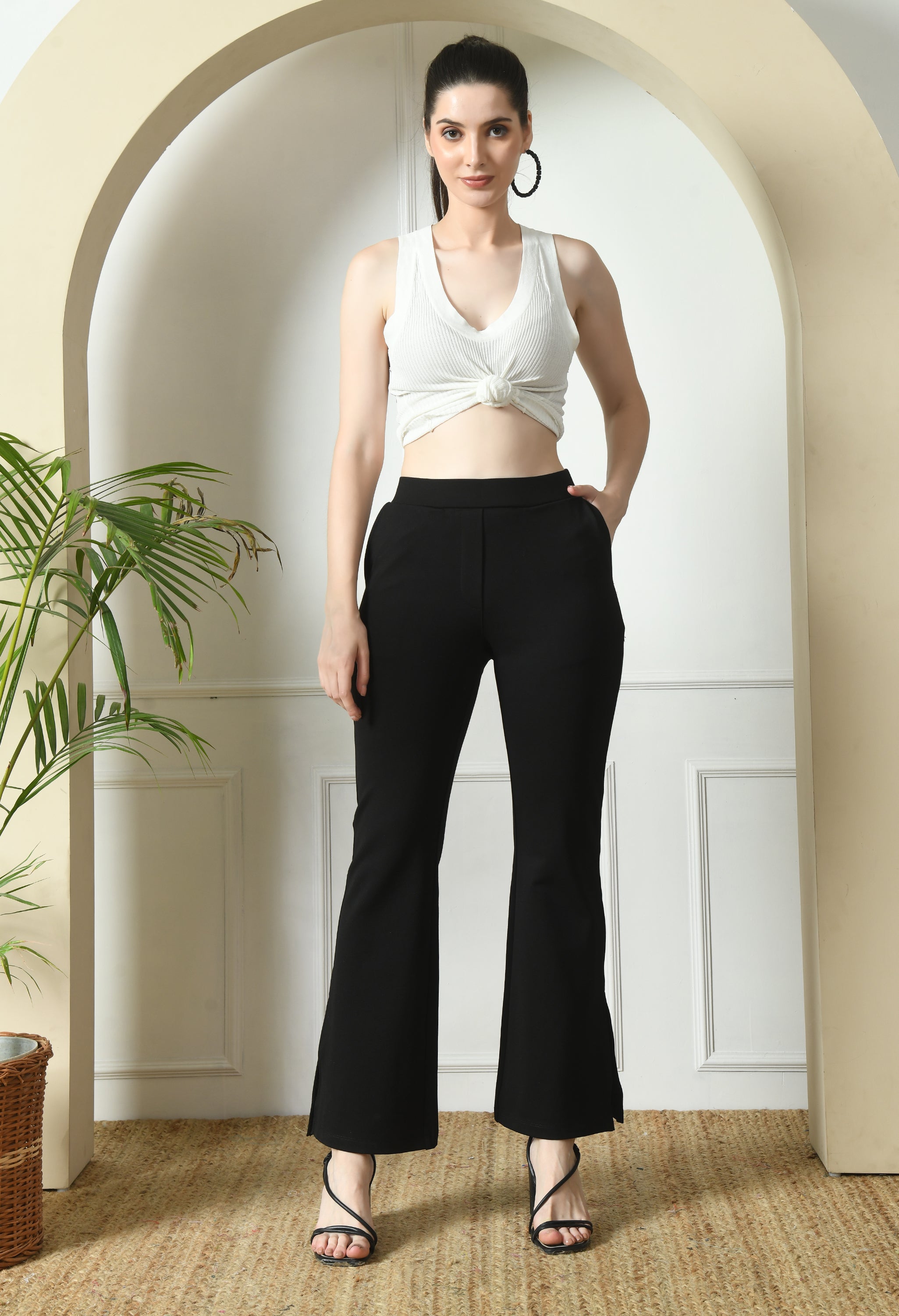 shikitari】Side snap bell-bottom black｜メンズ