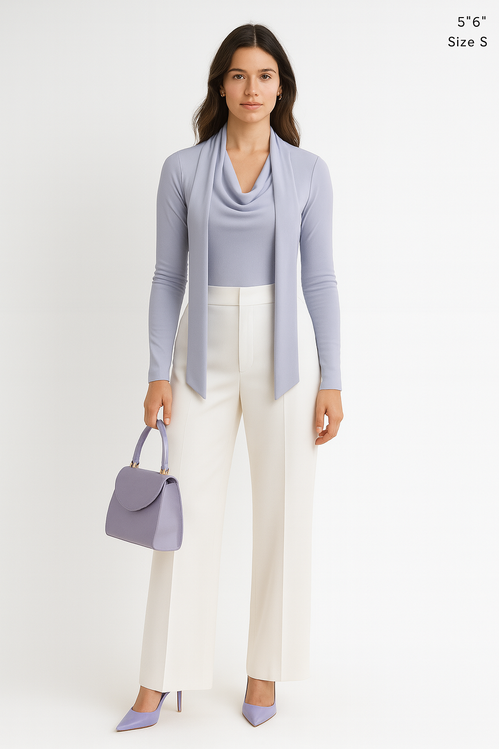 Cowl Neck with Scarf  Knit Top