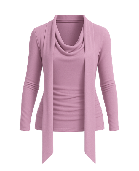 Lilac Cowl Scarf Neck Knit Top